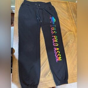 U.S. Polo Assn. Black Joggers with Colorful Logo